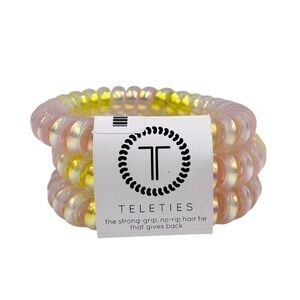 NEW Teleties Hairties Basic Beach Large Assorted Hair Ties Bracelets Pink Yellow